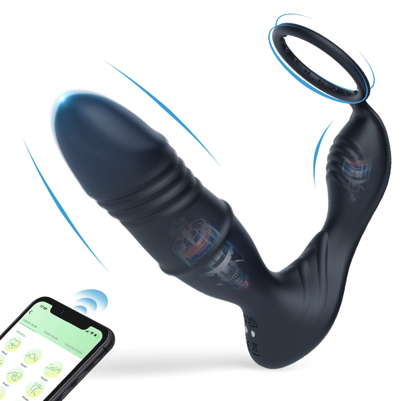 Pre-saleMurphy-APP/Controller & 9-Telescopic / Vibration & Penis Ring Locking Prostate Massager