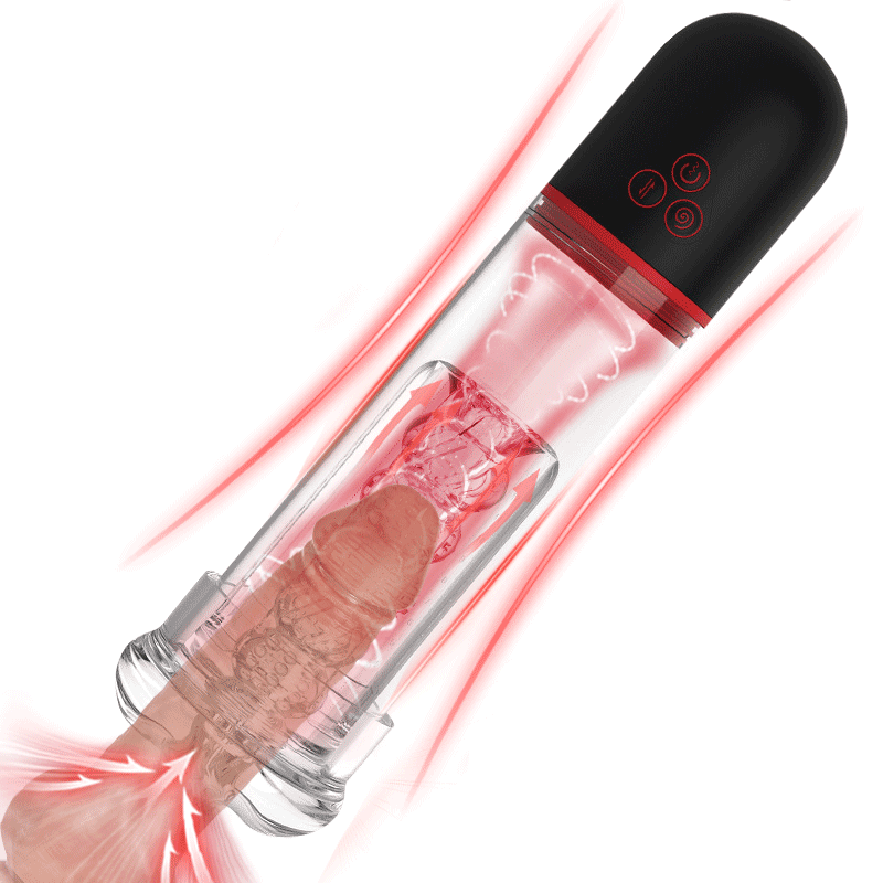 S-HANDE 9 Vibrating 9 Sucking Transparent Penis Enlargement Pump